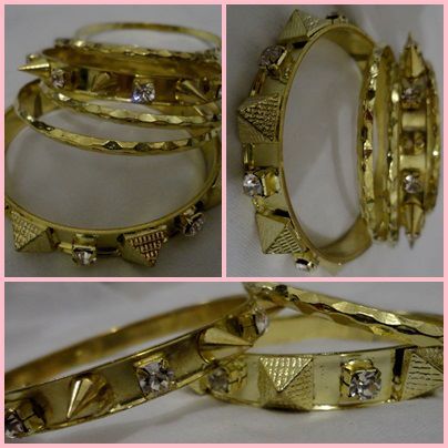 Conjunto 6 Pulseiras Spike Dourada