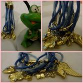 Pulseira Fio Encerado com Pingentes Azul